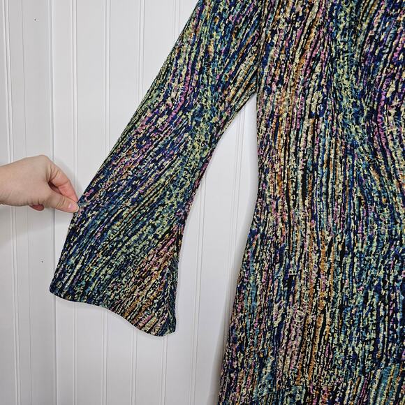 ASHRO Women's Metallic Printed Long Sleeve Midi Sheath Dress Size Medium Artsy - Picture 5 of 12